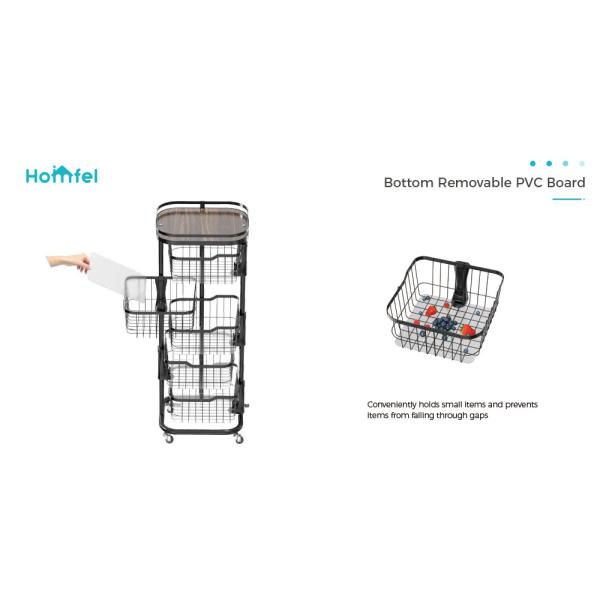 Foldable Design Steel Storage Trolley , 3 Tier Rolling Utility Cart Multifunctional