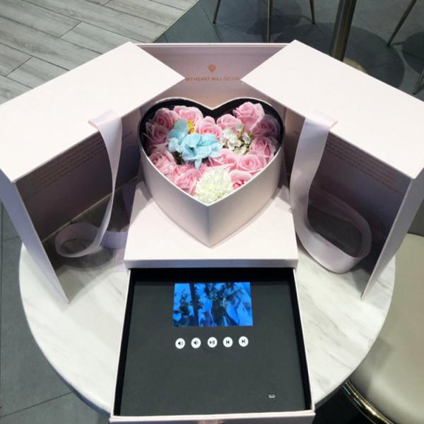 BIRTHDAY SET LUXE HEART SHAPE INVIT ROSE FLOWER JEWELRI WHOLESALE BROCHURE SCREEN LCD VIDEO GIFT BOX