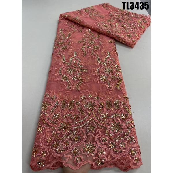 2023 Nigeria Best selling emerald green flowers embroidery African tulle net lace fabric for party dress