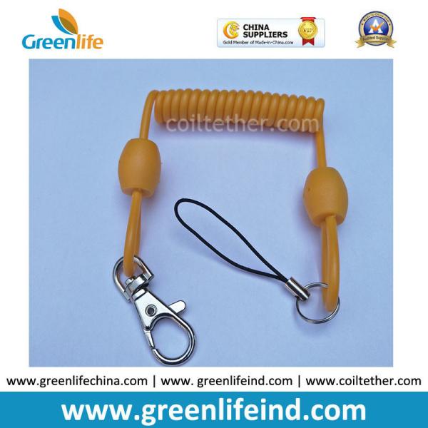 New Style Earthy Yellow Color 8CM Plastic Spring Coil Key Ring Chain