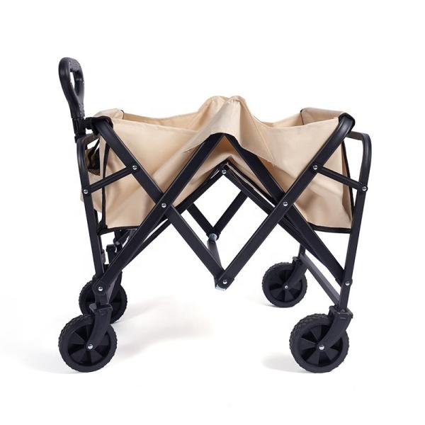 80L Folding Wagon Cart with 5 PVC Wheels and Adjustable Handle