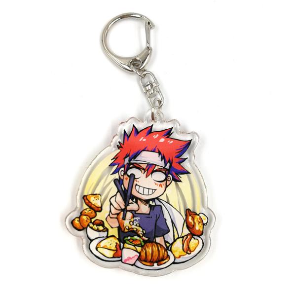 Custom best promotion single glitter resin charm keychain epoxy with anime character printed
