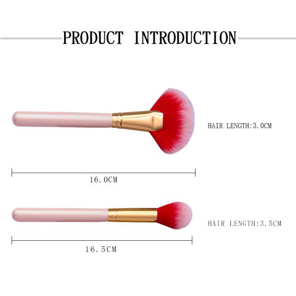 8 Pieces Travel Make Up Brush Set Pink With Rainbow Cosmetic Bag