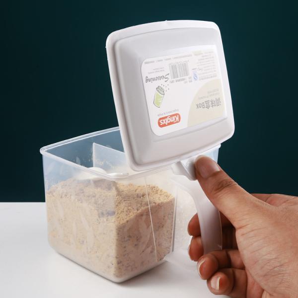 Salt Chicken Essence 2 Compartment Kitchen Seasoning Box With Spoon