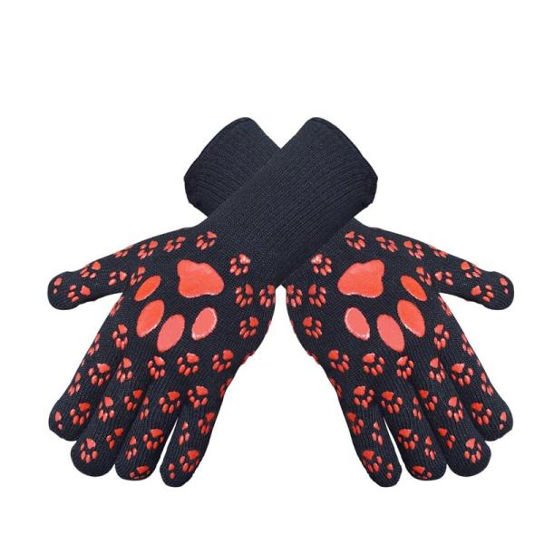 Red Silicone Gloves Heat Resistant Work Gloves Anti Slip Machine Washable