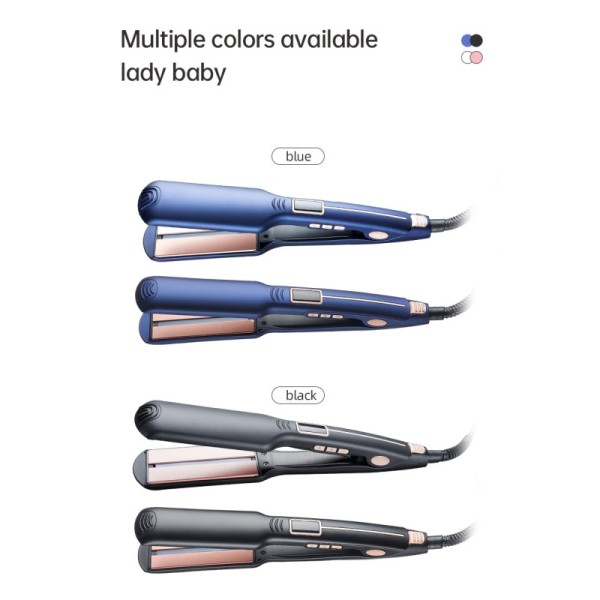 Professional Electric 2-in-1 Wide Flat Iron Hair Straightener LCD Display Custom Logo Infrared Technology Household Hotel Use