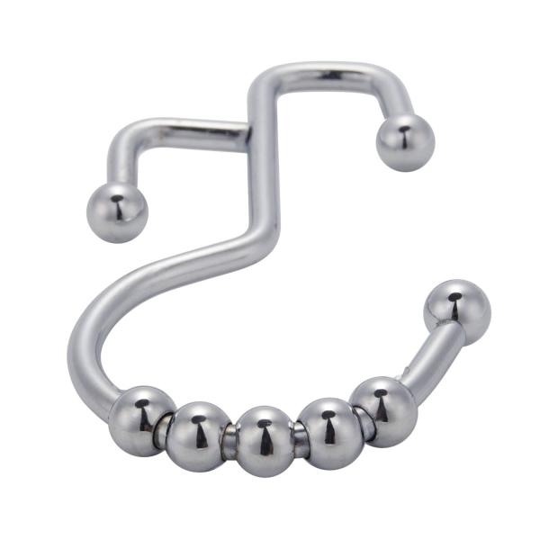 Double Shower Curtain Rings Stainless Steel Rustproof Metal Hooks for Bathroom Shower Rods Curtains