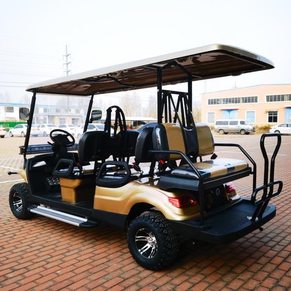 530Kg Golden Luxury Electric 6 Seater Golf Cart Manufacturers With 3.5kw Motor