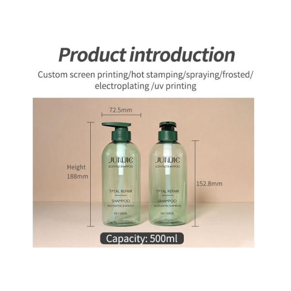Dispensador de jabón líquido de champú vacío Embalaje aceite para el cabello 500 ml acondicionador PET Botella de loción de plástico con tapa de bomba