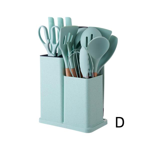 19 Pcs Wooden Handle Silicone Kitchenware Set for Cooking Tools and Stocked Restaurant