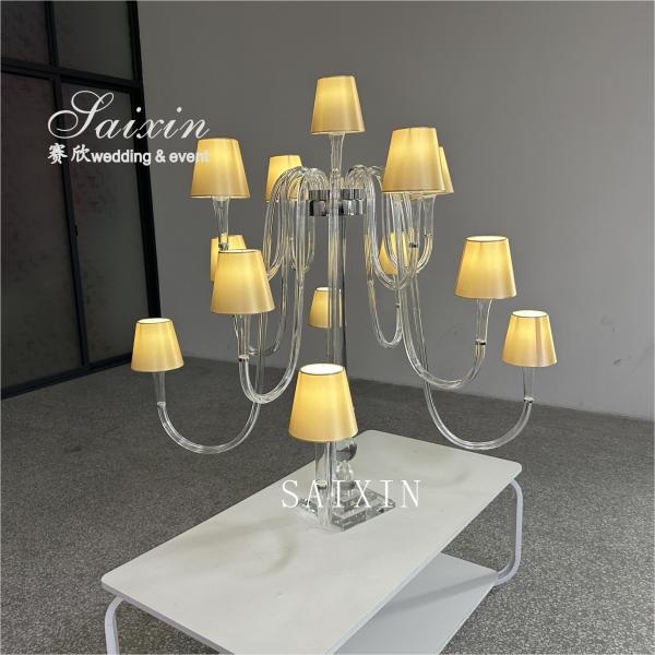 Beautiful 13 arms crystal lamp stand for wedding centerpieces