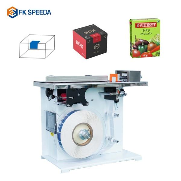 Semi Automatic Corner Label Applicator for 90 Degrees Wrapping on Small Box Packaging