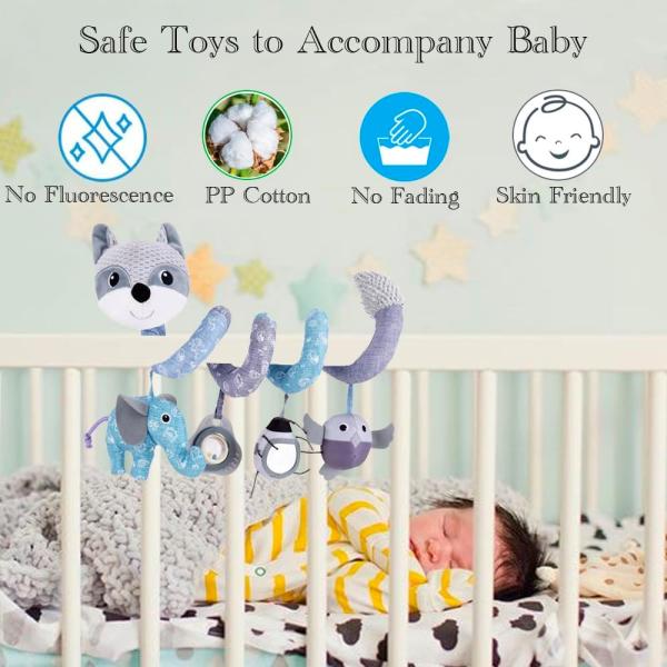 Baby Plush Spiral Hanging Toys for Stroller Crib Bar Bassinet Age Range 0 to 24 Months