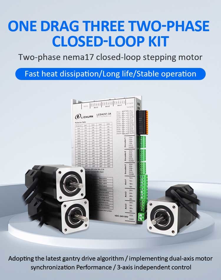 Lichuan 3A DC Closed Loop Stepper Motor Drivers Kit 0.8N.m 2 Phase Nema17 DC24V~50V 2.5A 1000PPR