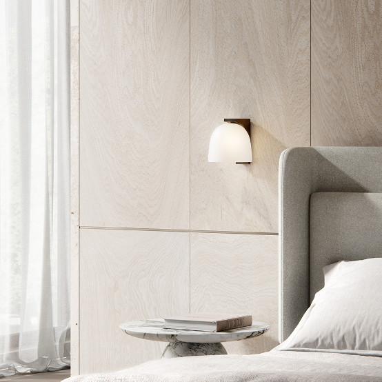 Minimalist LED Steel Tubi Wall Sconce Glass Ball Bedside Light for  Creative Study Living Room
