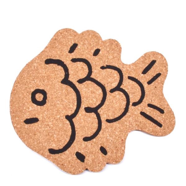 ISO9001 Engraved Cork Fish Shaped Coasters Eco Heat Resistant