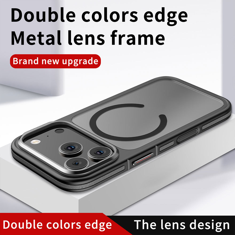 Magnetic Shockproof Case for iPhone 17 16 Pro Max Luxury Skin Feeling Matte Cover with Metal Lens Frame Mobile Phone Shell