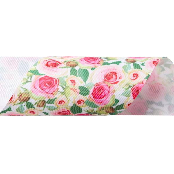 Thermal Transfer Print 3 Inch Grosgrain Ribbon By The Yard Single Face Rose Pattern