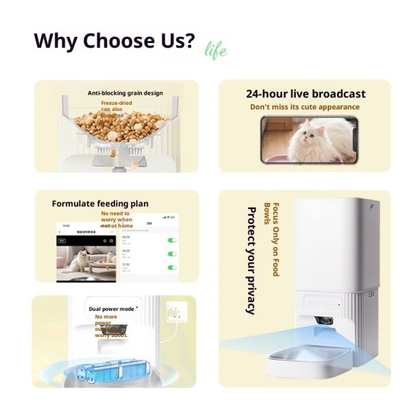 Cross-border New Eco-friendly Modern Pet Dogs Automatic Remote Intelligent Feeder APP Control Camera Charge 7L Plastic Bowls