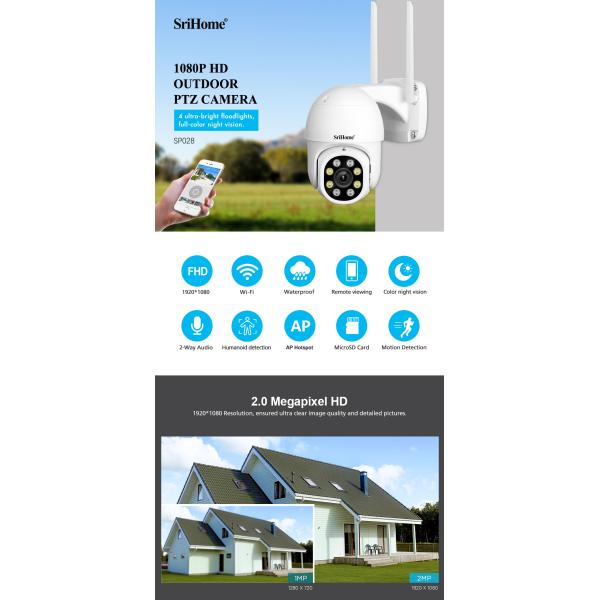 Waterproof IP66 Security Camera Support Auto Motion Tracking Night Vision IR 20m CCTV Camera