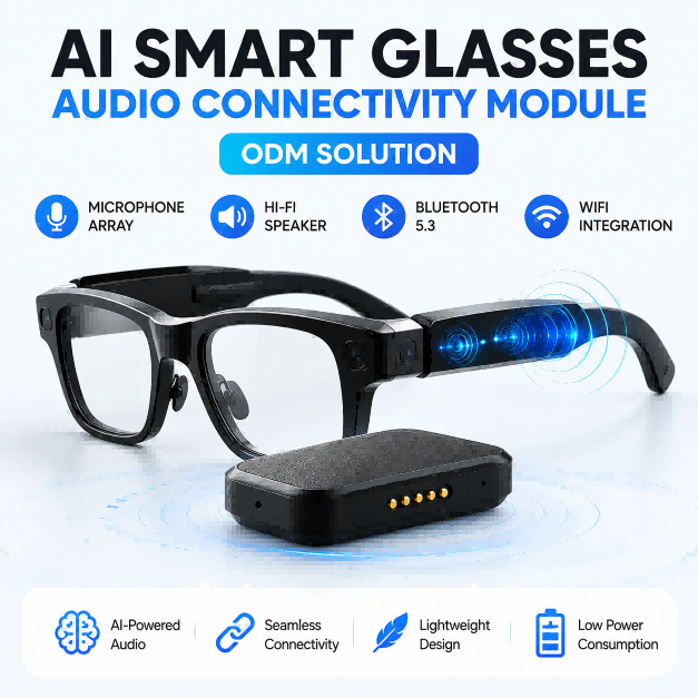 AI Smart Glasses Audio Connectivity Module ODM Microphone Bluetooth WiFi Integration