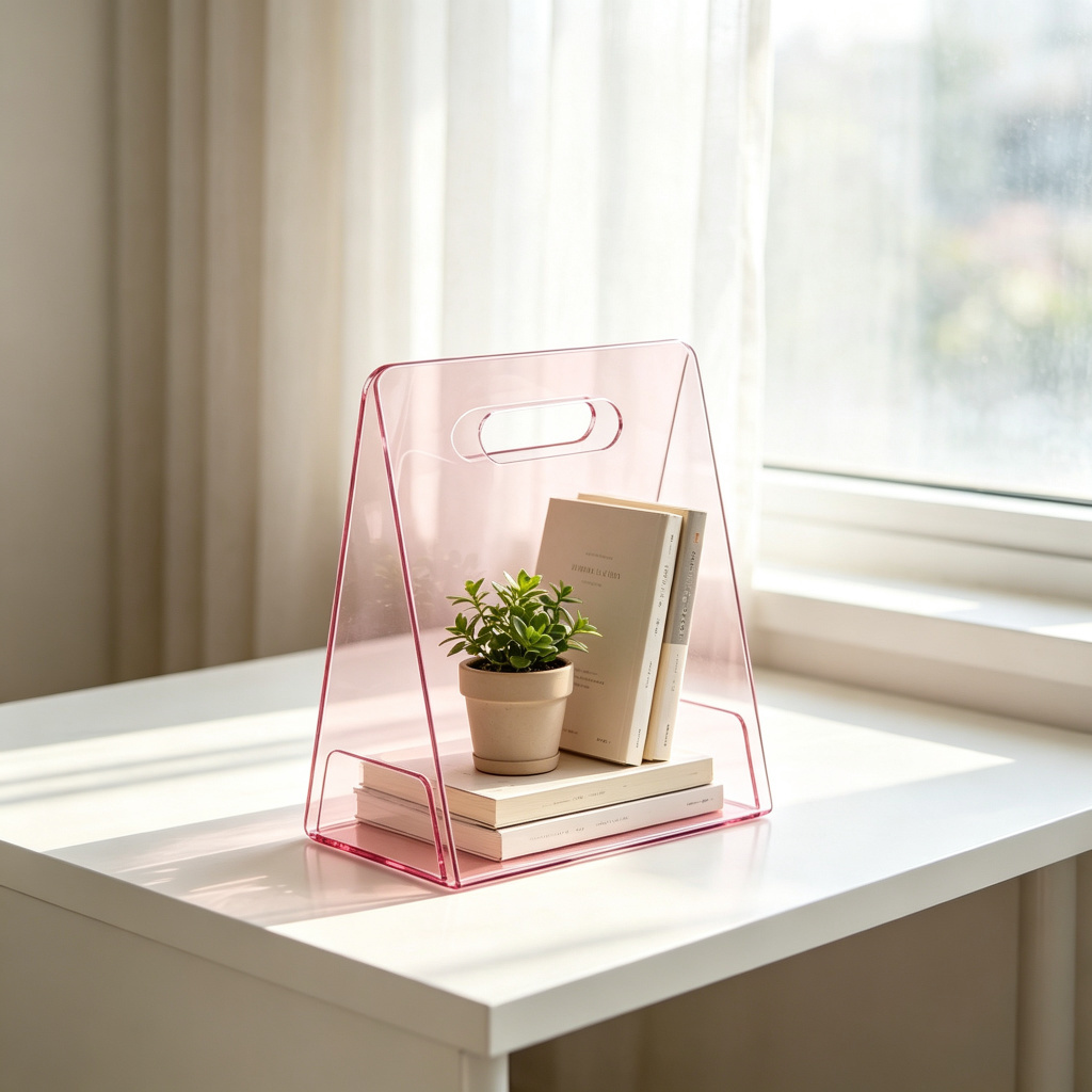 Acrylic Flower Tote Box, Clear Portable Flower Gift Box with Handle, Modern