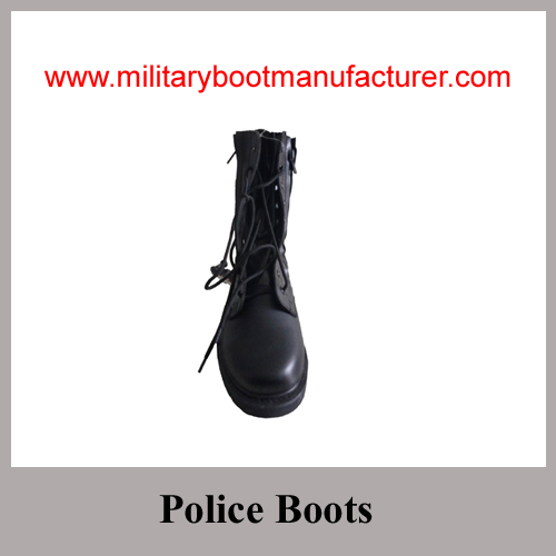 Wholesale China Made Full Leather Police Goodyear Boot with Size Zipper