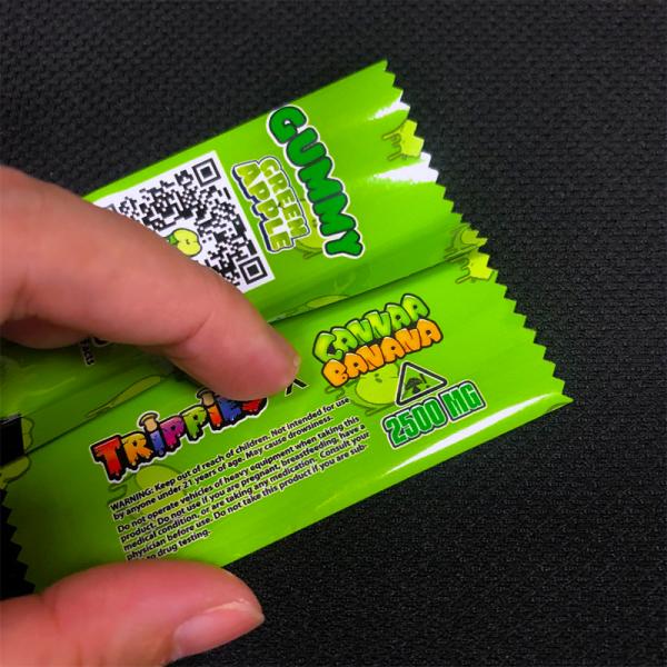 Glossy Finished Mylar Weed Packaging Back Heat Seal Mylar Bags For Gummy Candy