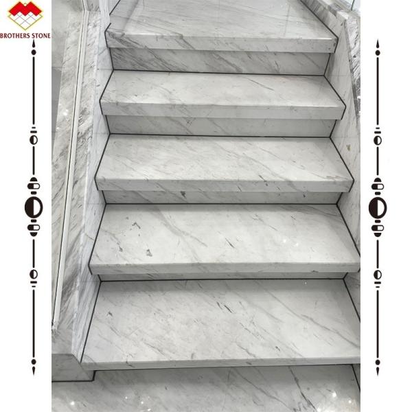 Easy Installation Luxury White Stone Volakas Marble Staircase for Hotel Decoration