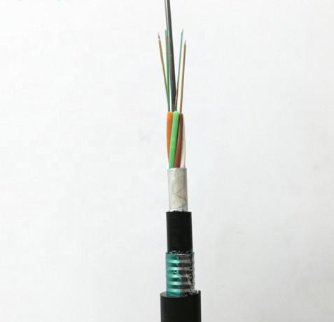 Câble à fibre optique blindé GYTA53 – Enterrement direct souterrain, double gaine, 4–144 fibres