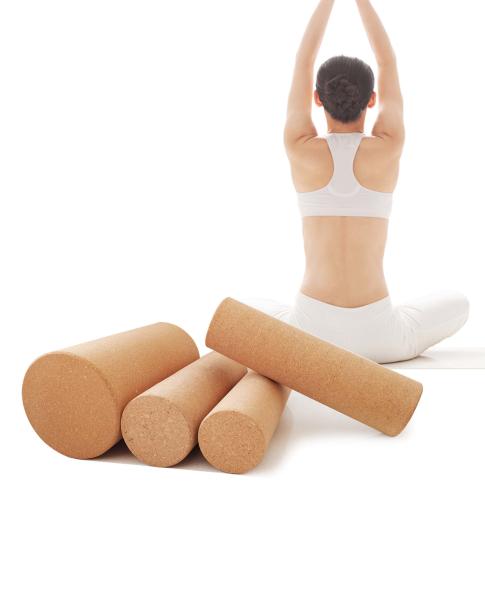 High Density FSC Natural Cork Yoga Pillar Roller D100*300mm Fine Grain Muscle Relief