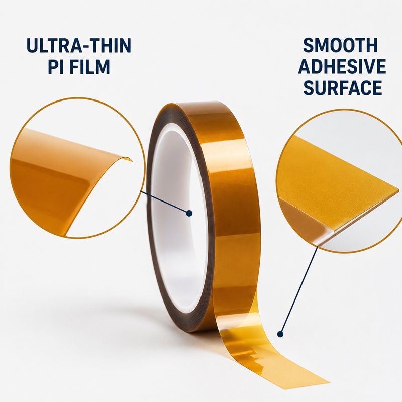 Ultra-Thin Polyimide Tape (Thin PI Tape / Low-Profile Insulation Tape) – Thin PI Film with Silicone or Acrylic Adhesive for PCB, FPC, Battery Tabs and Precision Die Cutting