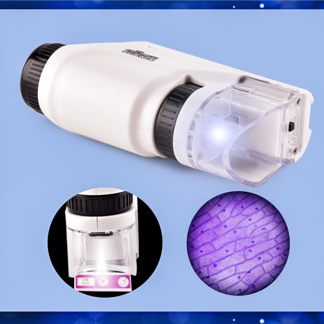 Lucrehulk 60X-120X Mini Pocket Microscopes for Kids Portable Student Mini Microscope Kids Science Microscope With LED Lights