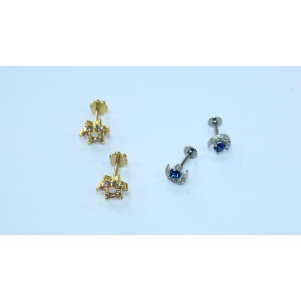 Bijoux de piercing pour le corps labret en titane, bijoux de piercing pour le corps, clous de lèvres à poussoir sans filetage