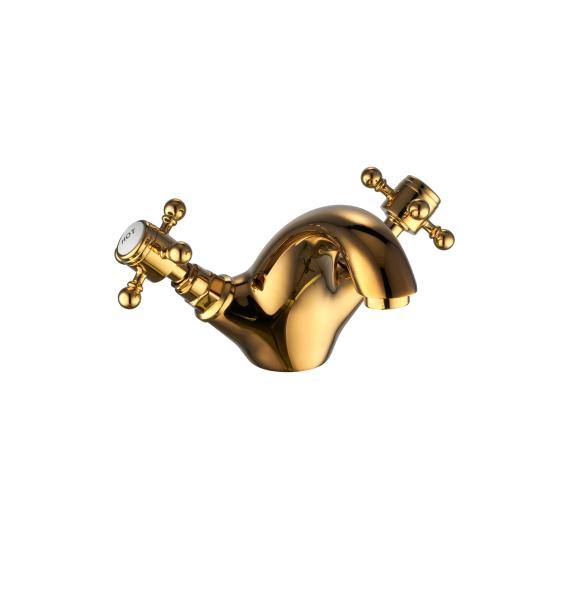 Double Handle Basin Mixer Faucet Brushed Bathroom Basin Mixer Taps T8032W