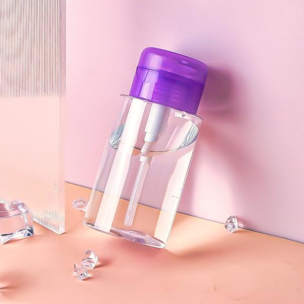 Botella abatible transparente y personalizable para desmaquillante