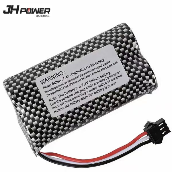 High-Power 18650 Lithium-Ion Battery 7.4V 1300mAh Rechargeable Cylinder Lipo Battery for Electric Toys and Drones