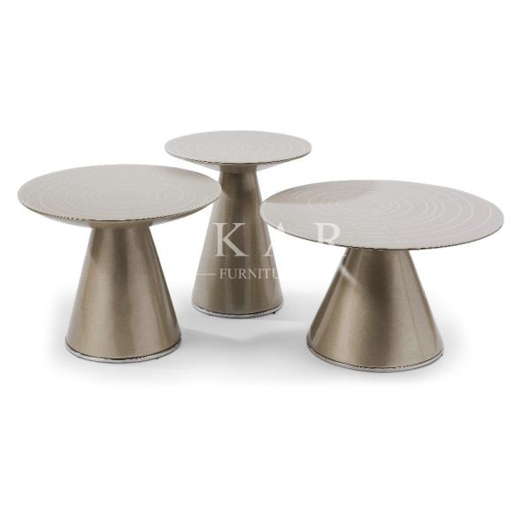 Modern Designs Stainless Steel Base Wood Frame Small Round Coffee Table