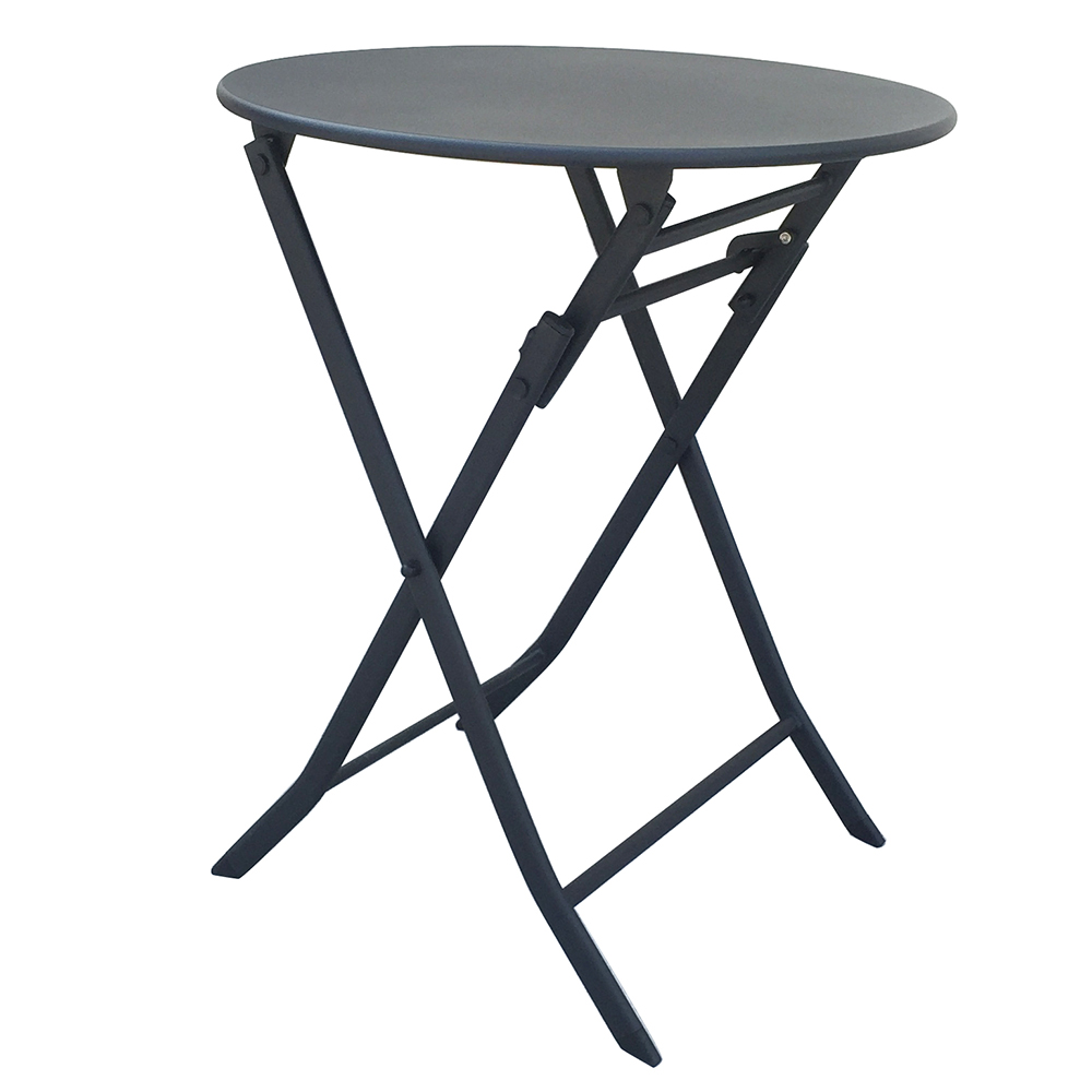 Wholesale Price Outdoor Furniture Iron Frame Folding Table and Chair Black Rust Prevention Fold Chairs and Round Table