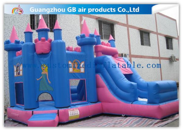 Lovely Indoor / Outdoor Princess Bounce House Inflatable With Slide For Little Kids
