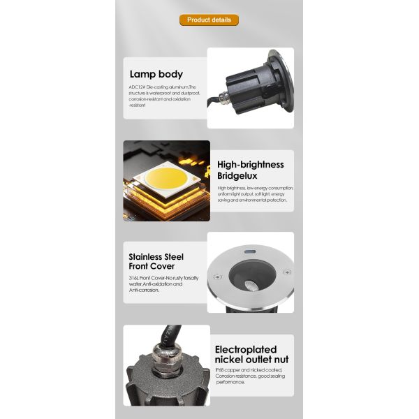 Adjustable Beam Angle LED Underground Light  Deep Anti-glare Recessed 4000K DIA95MM 3W CREE SMD 3535