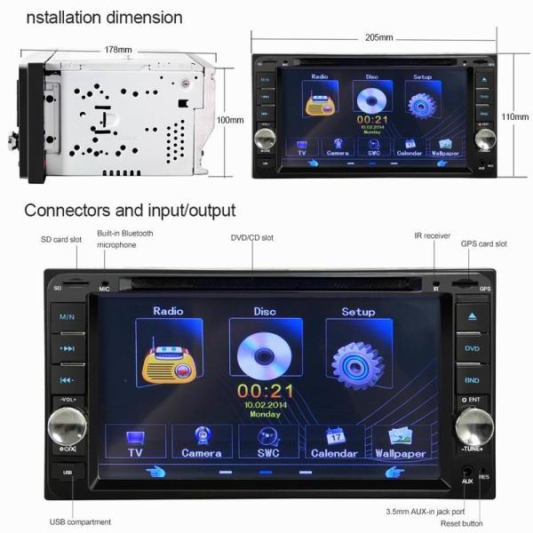 Ouchuangbo 7 inch car dvd gps radio stereo for Toyota universal support BT AUX USB swc