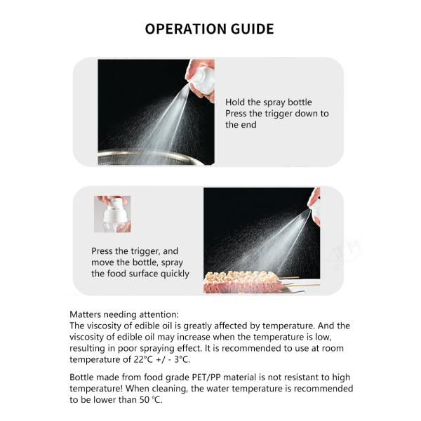 Odorless Cooking Oil Spray Bottle Rotating Nozzle PET 250ml