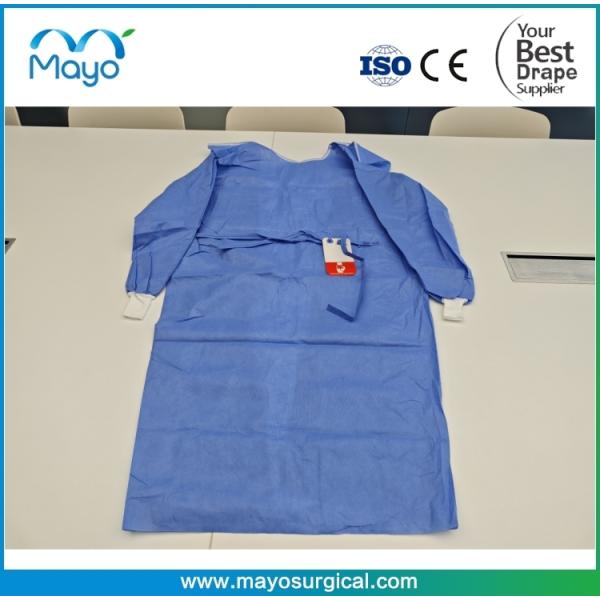 EN 13795 Compliant Sterile Surgical Gown with Ultrasonic Seam and Knitted Cuffs