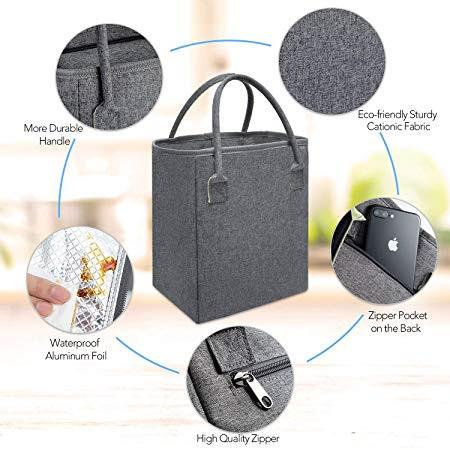 Large Thermal Cooler Lunch Bag , Keep Cool Insulated Bag 10.1 X 8.6 X 5.5 IN