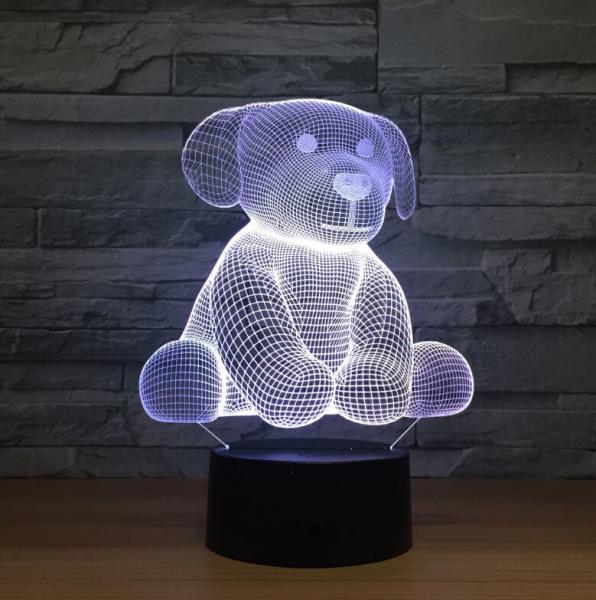 Dog 3D Night Light 7 Colors Change with Remote Timing Help Kids Fell Safe at Night or As A Gift Idea for Women or Girl