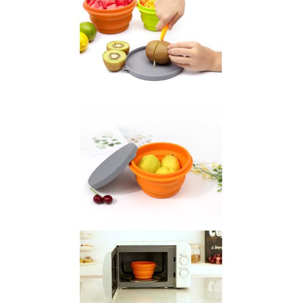 1000ml Food Storage Portable Collapsible Travel Foldable Silicone Bowl With Custom Logo