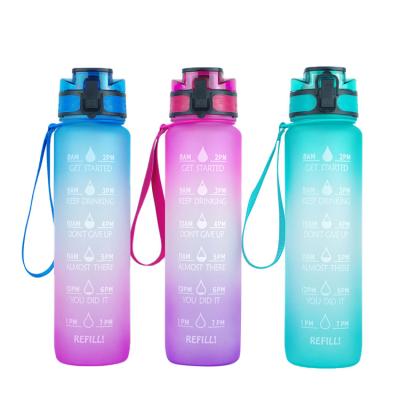 A garrafa plástica de Drinkware com filtro, aptidão ostenta a garrafa de água com marcador do tempo