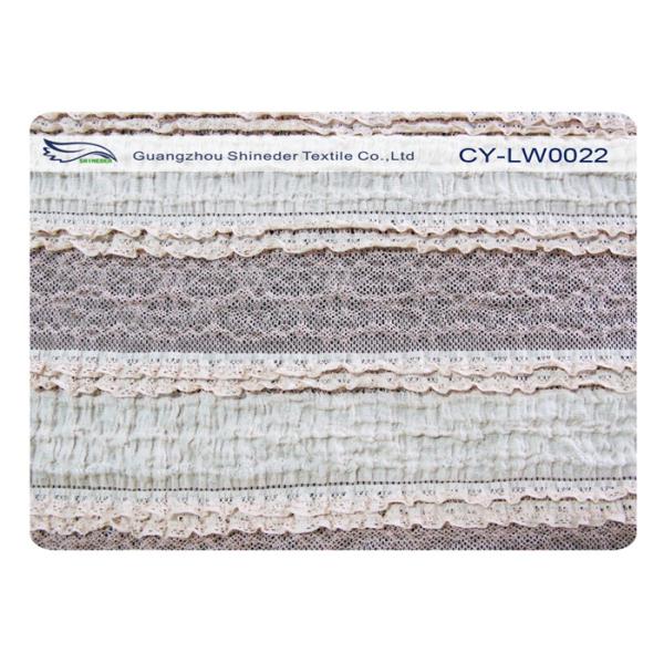 OEM / ODM Water Soluble Stretch Lace Fabric , Cotton Nylon Spandex Fabric CY-LW0022