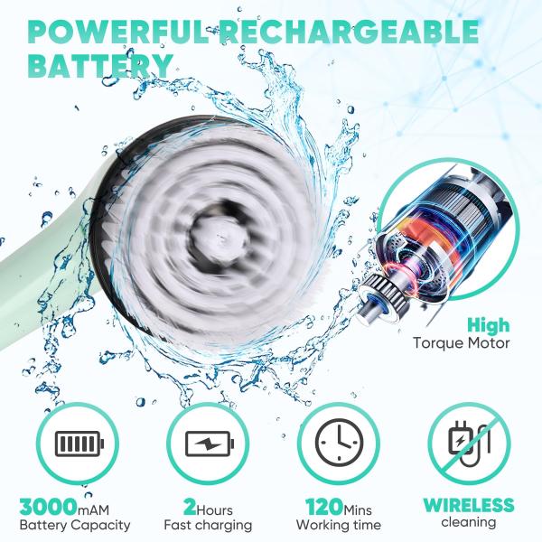 Electric Spin Scrubber Cordless Bath Tub Kitchen Cleaner Brush for Household Cleaning